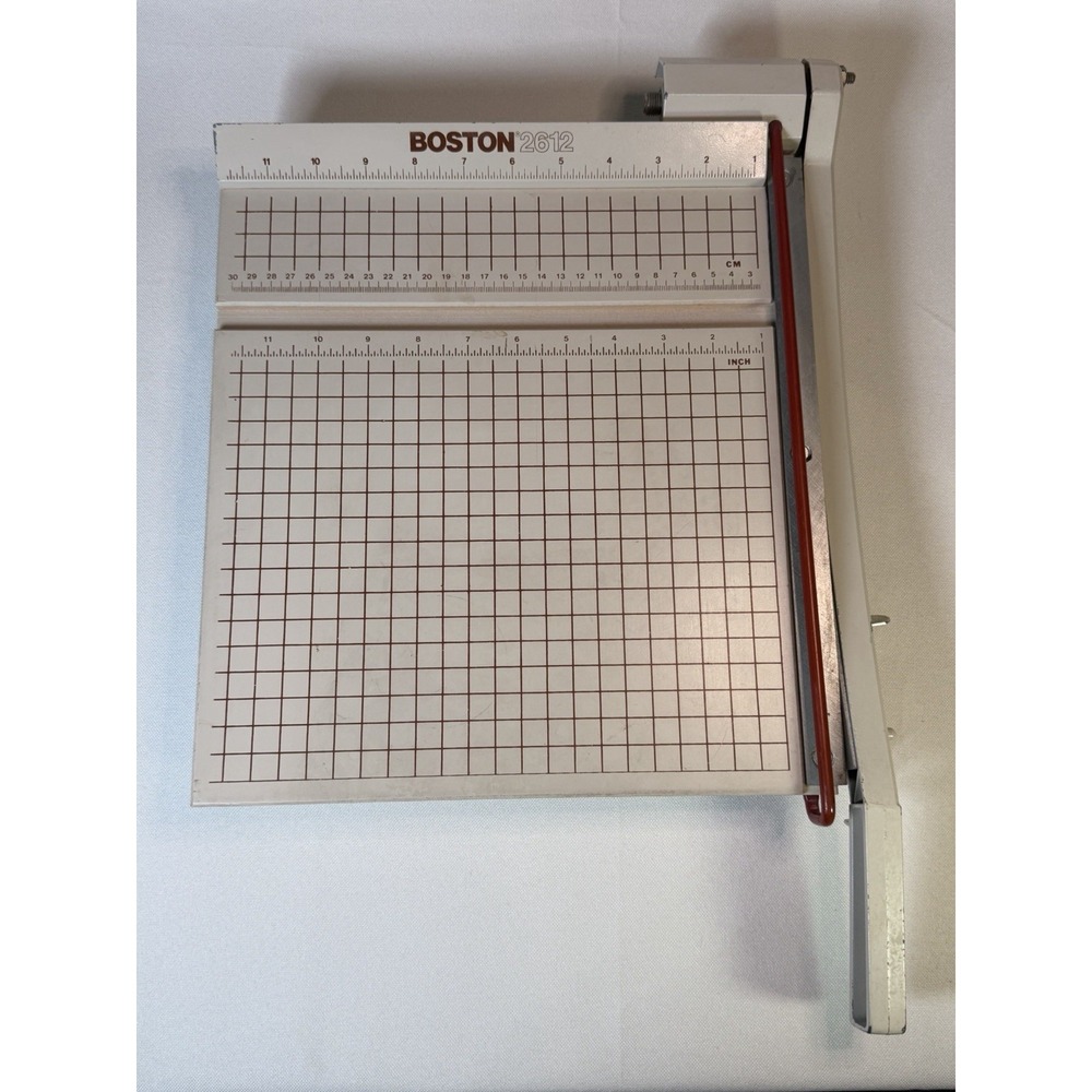 Vtg Boston 2612 Heavy Duty 12" Paper Cutter USA Guillotine Style Classroom Works